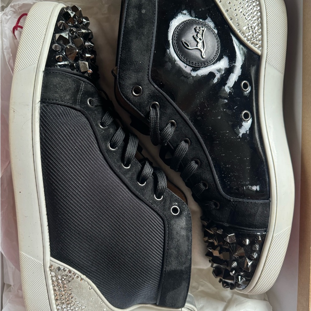 Christian Louboutin Black and White Studded Sneakers
